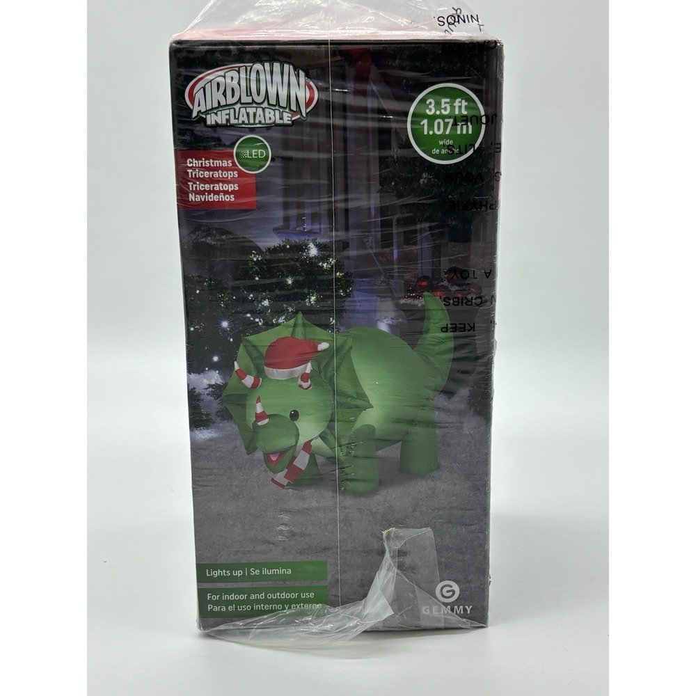 Airbown Inflatable Gemmy 3.5 Ft Christmas Triceratops LED Yard Decor Outdoor
